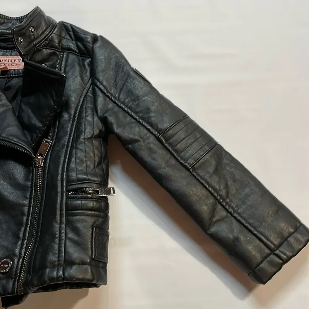 Urban Republic Girls Black Faux Leather Moto style Jacket Size 4